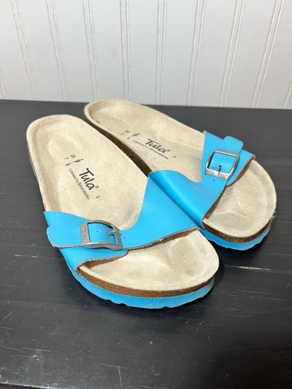 Tula Women's Bright Blue Buckle Slide Sandals Size 7